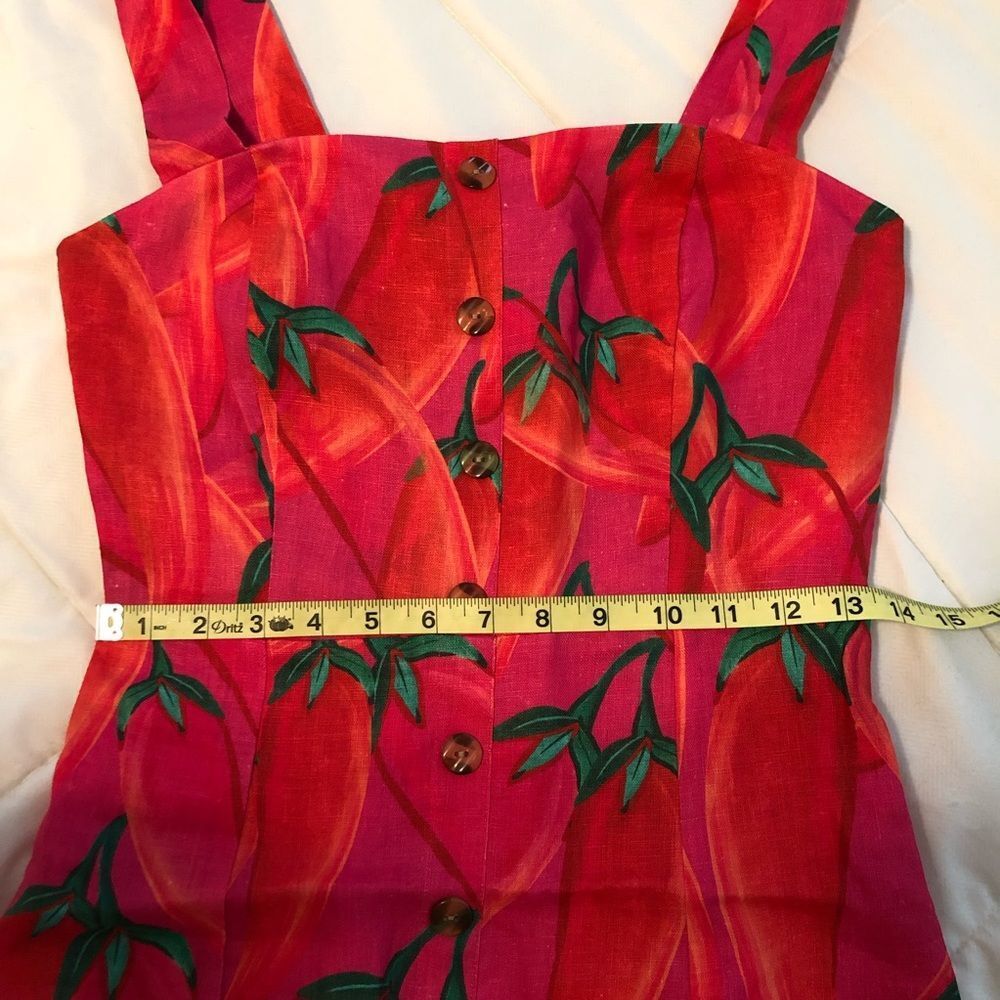 FARM Rio Red Pepper Linen Mini Dress XS NWT Spice Summer Vacation Tomato Girl - Picture 14 of 16